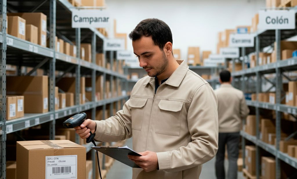 Empleado trabajando en depósito Valencia